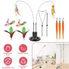 2 Cat Wand Toys with Suction Cup Double Head Interactive Cat Feather Toy 9Pcs Teaser Replacements with Bell Cats Self Playing Hanging Indoor Cat Toy
