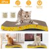 2Pcs Cat Scratcher Pads Scratcher Cardboard S-shaped Curve Cat Scratching Pad Durable Texture Design w/ Catnip