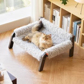 MEWOOFUN Elevated Pet Bed - Raised Cat & Small Dog Couch With Washable Cover & Non-Slip Base, Supports 44 Lbs For Indoor Outdoor Use Plush Grey (Option: QS19E)