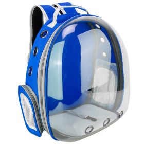 Pet Backpack Carrier Ventilate Transparent Backpack Travel Breathable Astronaut Cat Carrier For Puppies Cats Dogs Under 13LBS (Option: Blue)