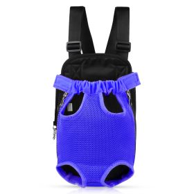 Dog Carrier Backpack Legs Out Front Pet Backpack Carrier Travel Bag Adjustable Shoulder Straps for Hiking Camping Shopping Biking (Option: Blue_L)